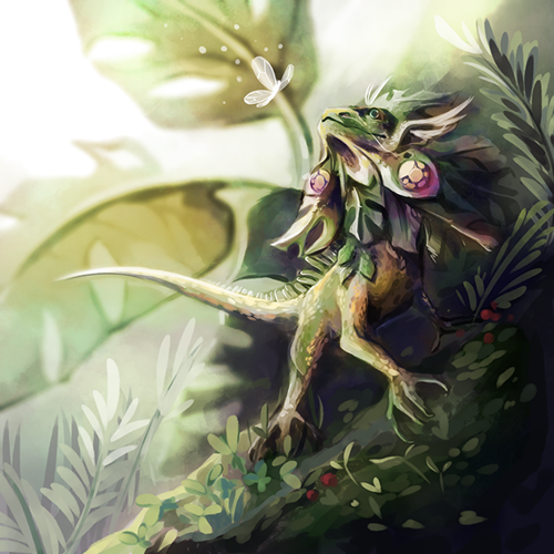 Artwork of fantasy leaf lizard by Lunlana Thorpe