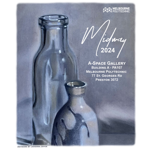 Midway Exhibition thumbnail image featuring illustration of two glass bottles by Johanna Joyce.